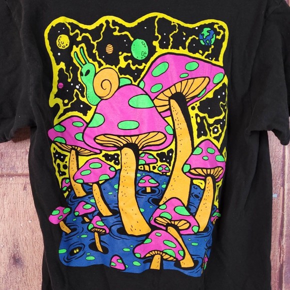 Alab Other - Alab Black Neon Magic Mushroom Shirt Size Medium Double Sided Graphics